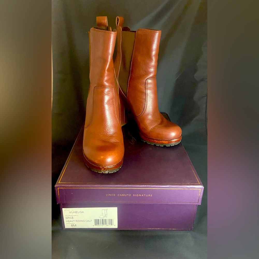 Vince Camuto Signature stacked heeled half riding boot Size 8/ 38